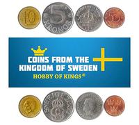 Juego de 4 Monedas de Suecia: 50 Ore, 1, 5, 10 Kronor. Dinero Sueco. 1992-2009