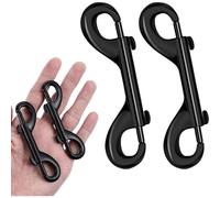 Juego de 4 mosquetones dobles de acero inoxidable negro - Mosquetones para correas de perros, cinturones y objetos colgantes