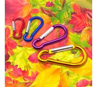 Juego de 4 mosquetones ligeros de aluminio - Coloridos y resistentes - Perfecto para camping, mochilas, correas, pesca, llaveros, tamaño 5/6/7/8 cm (no para escalada)