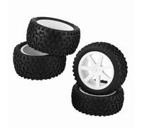 Juego de 4 neumáticos de goma para camión RC 1/10, compatibles con ZD Racing Crawler: neumáticos rellenos de espuma de alta resiliencia y con llantas de nailon duraderas; (Blanca)