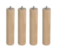 Juego de 4 o 6 patas para somier o base tapizada con rosca y sistema antiruido de madera en color haya, cerezo o wengue 25 cm