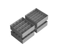 SONGMICS Juego de 4 Organizadores de Cajones, 80 Compartimentos (2x16+2x24), Cajas Plegables para Armario, 30 x 30 x 10 cm, para Calcetines, Ropa Interior, Corbatas, Gris Paloma RUS011G01