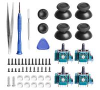 Juego de 4 palos de repuesto para mando de PS5, módulo de joystick con sensor analógico 3D con 4 piezas de tapa para pulgar, kit de reparación de palillos de humbstick, compatible con PS5