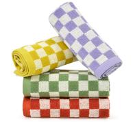 Juego de 4 paños a Cuadros de algodón para Limpieza de Cara y Cuerpo, paños de Cocina para la Limpieza Diaria de 33 x 33 cm, 4 Colores.