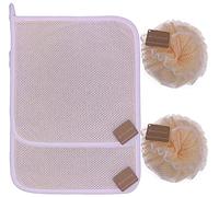 Juego de 4 paños exfoliantes faciales y corporales de tejido suave para el hogar, doble textura para ducha y 2 bolas de esponja de baño, elimina la piel muerta, ideal para el cuidado de la piel en el