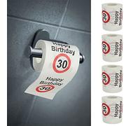 Juego de 4 papeles higiénicos "Happy Birthday30", 30 cumpleaños, 24 metros, 2 capas, 180 g/m², papel higiénico (4 x 30)