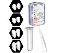Juego de 4 pares de dientes de vampiro, 4 tamaños, para Halloween, cosplay, vampiro, con 1 tubo de dientes, pellets adhesivos para fiestas, cosplay, Halloween, demonio, bruja