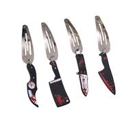 Juego de 4 pasadores de broma sangrientos para el pelo, horquillas divertidas con temática de Halloween, clip para el pelo, decoración para el cabello para mujer