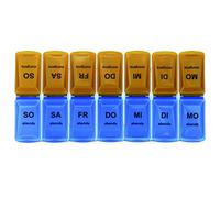 Juego de 4 pastillas (= 4 unidades), color azul (Noche)/naranja (la mañana) Pastillero pastillas Caja Pastillero 7 días Original de Tiga Med Calidad