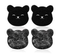 Juego de 4 pastillas adhesivas de algodón adhesivo de lana de oso para lavadora y tabletas de recogida de pelo de animales comprimidos adhesivos reutilizables artefacto de depilación (negro)