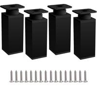 Juego de 4 patas ajustables para muebles, patas de aluminio para sillas, mesas, armarios, sofás, 100 mm, diseño cuadrado negro