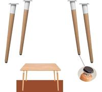 Juego de 4 patas cónicas de madera de haya para muebles con accesorios de virola disponibles en blanco y negro