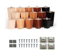 Juego de 4 patas cónicas de madera para muebles de 4 a 8 pulgadas con acabado de nogal de rosca M8, incluye placas de montaje niveladoras y almohadillas protectoras de fieltro, ideal para sofás