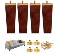 Juego de 4 patas cónicas de trapecio de madera para muebles, patas de repuesto de mediados de siglo con placa de montaje y tornillos para sofá, armario, mesa de café, tocador, nogal