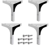 Juego de 4 patas cromadas para muebles, patas de sofá de metal pulido de 5, 6 y 7 pulgadas, patas de armario y patas de esquina para sofá otomano y actualización de muebles