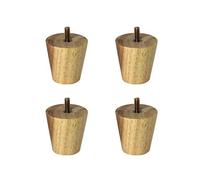 Juego de 4 patas de madera de roble, patas cónicas para sofá y silla, fáciles de instalar con fijación M8/M10 de altura de 6 cm, perfectas para cama y proyectos de bricolaje.