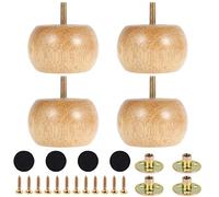 Juego de 4 patas de madera para muebles, 8 x 5 cm, patas redondas sólidas con 4 tornillos, patas de silla, repuesto para sofá y armario