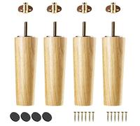 Juego de 4 patas de madera para muebles de 25 cm, patas de repuesto para sofá cama, otomana con pernos M8 y placa de montaje, eleva la decoración de tu hogar