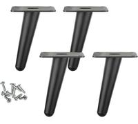 Juego de 4 patas de mesa de metal para muebles, de hierro forjado, conos rectos y oblicuos, 8 pulgadas de altura