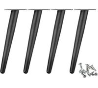 Juego de 4 patas de mesa de metal para muebles, de hierro forjado, conos rectos y oblicuos, 8 pulgadas de altura