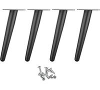 Juego de 4 patas de mesa de metal para muebles, de hierro forjado, conos rectos y oblicuos, 8 pulgadas de altura