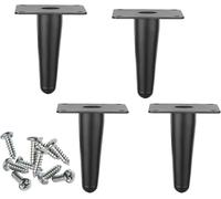 Juego de 4 patas de mesa de metal para muebles, de hierro forjado, conos rectos y oblicuos, 8 pulgadas de altura