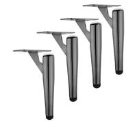 Juego de 4 patas de mesa de metal, patas redondas de repuesto para sofá, 18 cm, para armarios de baño y encimera, elegante acabado negro pistola