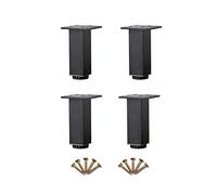 Juego de 4 patas de metal ajustables para mesa, color negro, 20 cm, para camas, armarios, escritorios y baños, impermeables, estables y seguras con accesorios