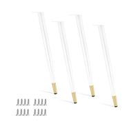 Juego de 4 patas de metal ajustables para muebles, color blanco/dorado, 50 cm de altura, para mesa, escritorio, silla, armario, tocador, cama, Credenza.