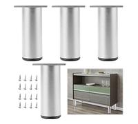 Juego de 4 patas de metal ajustables para muebles, patas de mesa de repuesto, color negro/dorado/plateado, 6 cm, 10 cm, 12 cm, 15 cm, 20 cm, 25 cm, 30 cm, 35 cm, plata, 10 cm