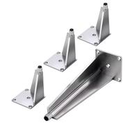 Juego de 4 patas de metal ajustables para sofá de 25 cm, patas en T para mesas de café, armarios, armarios de TV, mesitas de noche, patas de soporte plateadas resistentes