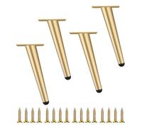 Juego de 4 patas de metal ajustables resistentes para sofá, silla, 12 cm a 65 cm de altura, capacidad de carga de 650 kg, diseño cónico redondo, incluye tornillos, acabado dorado, perfecto para