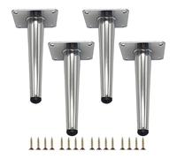 Juego de 4 patas de metal cónicas plateadas para muebles, patas de repuesto de 10 cm para sofá, mesa, sofá, armario, elegante soporte de decoración del hogar