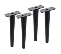 Juego de 4 patas de metal para muebles de bricolaje, mesa de café, sofá, TV, armarios de baño, 1000 kg, patas oblicuas negras de 25 cm
