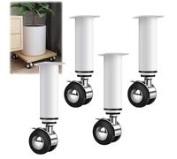 Juego de 4 patas de muebles, ruedas para muebles, patas de metal, modernas, patas de mesa baja con ruedas para armario, sofá, mesa baja, mueble de TV y otros (18-30 cm, Weiss)