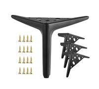 Juego de 4 patas de piel de metal de 7.1 pulgadas, patas triangulares negras mate para sofá, armario, tocador, patas de repuesto con tornillos y almohadillas para frotar, diseño moderno