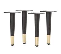 Juego de 4 patas de repuesto de metal para sofás, gabinetes, mesas de café, patas rectas negras y doradas, 1000 kg, capacidad de 25 cm de altura