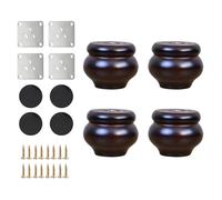 Juego de 4 patas de sofá de madera resistentes de 2 a 6 pulgadas, patas negras para muebles con protectores de suelo de goma y tornillos de montaje para reemplazo de sofá (18 cm)