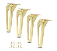 Juego de 4 patas huecas de piel de metal de 18 cm, modernas patas de repuesto para mesas de café, sofás, otomanas y sofás de dos plazas, decoración elegante del hogar (6 pulgadas)