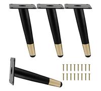 Juego de 4 patas oblicuas de metal para muebles, de 10 cm, 35 cm, con tornillos para escritorio, mesa de café, sofá, armario, color negro, reemplazos de patas de muebles