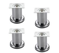 Juego de 4 patas redondas de acero inoxidable para armarios, sofás, escritorios y mesas auxiliares, patas de metal para armarios de cocina y barras de desayuno