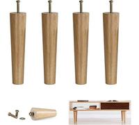 Juego de 4 patas redondas para muebles de madera maciza, patas redondas para mesa de café, soporte de TV, patas de mesita de noche, patas de armario con revestimiento transparente, 27 cm con tuerca M8