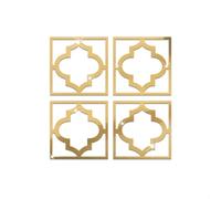 Juego de 4 pegatinas de pared de espejo para dormitorio, tablero PS impermeable, decoración artística para interiores modernos del hogar (dorado)