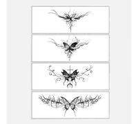 Juego De 4 Pegatinas De Tatuaje Con Tirantes Sexys, Mariposas, Pegatinas De Tatuaje Esenciales De Verano, Jugo De Hierbas Lavables