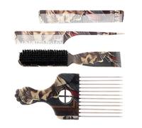 Juego de 4 peines de pelo con diseño único, peine de dientes de metal, peine de horquilla para peluquería y peinado