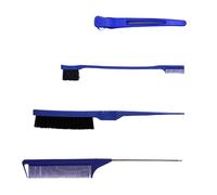 Juego de 4 peines para peinar el cabello, cepillo de pelo triple para burlar, peine de cola, cepillo de borde, herramientas de cola de pelo, herramienta de trenza, cepillo de pelo liso de doble cara