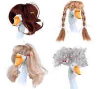 Juego de 4 pelucas para mascotas con temática de gansos, tocado de poliéster suave, cómodo accesorio de disfraz de animal para fiestas de vacaciones, juego de tocado de animales