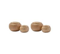 Juego de 4 Pequeñas Cestas de Bambú Decorativas Con Tapa para Guardar Objetos Pequeños Caja de Almacenamiento de Bambú Trenzada Y Hecha A Mano