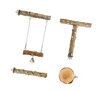 Juego de 4 percas de madera natural para loros con plataforma oscilante y masticar para ejercicios de escalada y enriquecimiento de jaula, juego de percas de loro de madera natural