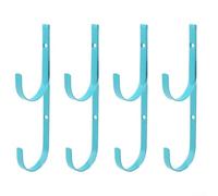 Juego de 4 perchas de poste de piscina de metal para skimmer para rastrillo de hojas, cepillo de red, manguera de vacío, poste telescópico, herramienta de organización de equipos al aire libre (azul)